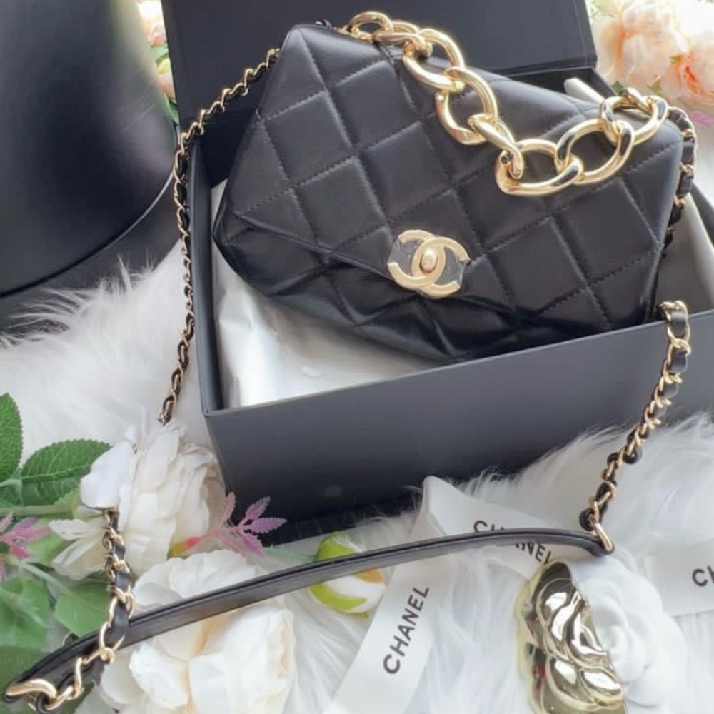 Chanel Lambskin Quilted Mini Color Match Flap Black